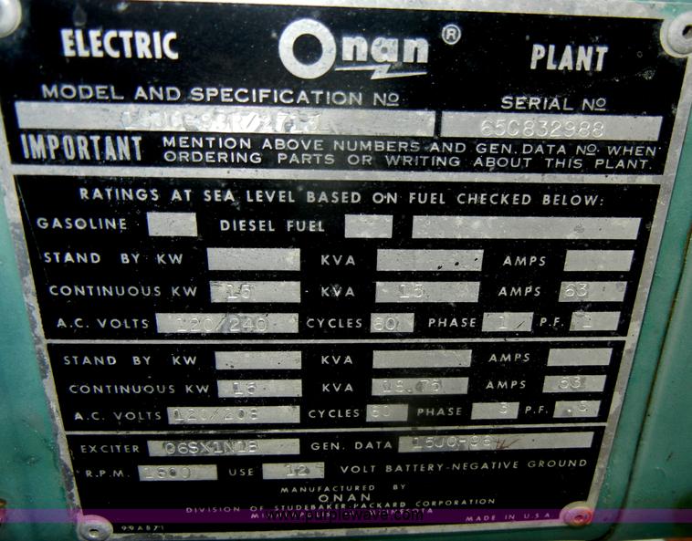 image for item D4448 Onan 15 kW generator