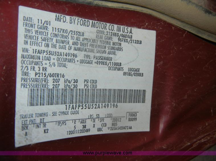 image for item D4459 2002 Ford Taurus SES