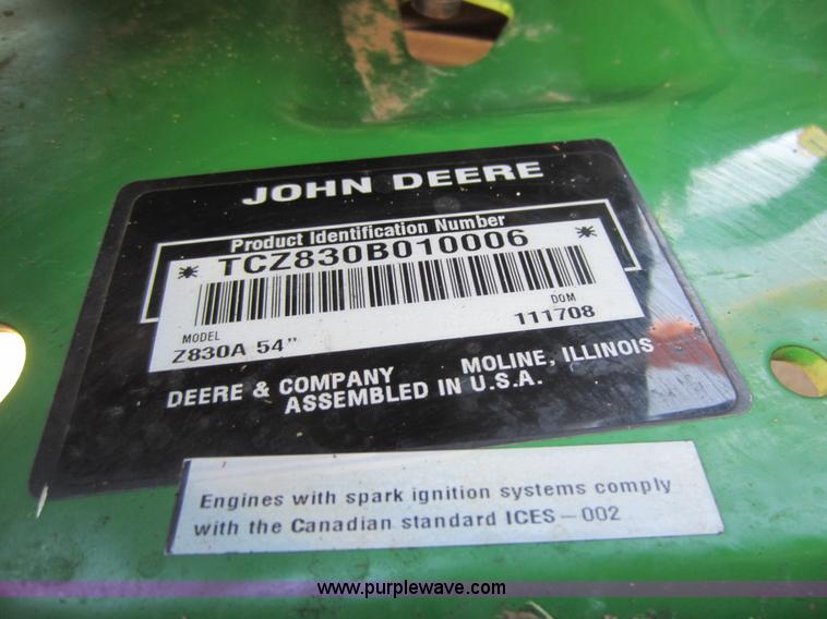 image for item H9768 2008 John Deere Z830A ZTR commercial lawn mower