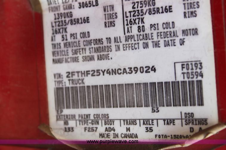 image for item G4591 1992 Ford F250 Custom pickup truck