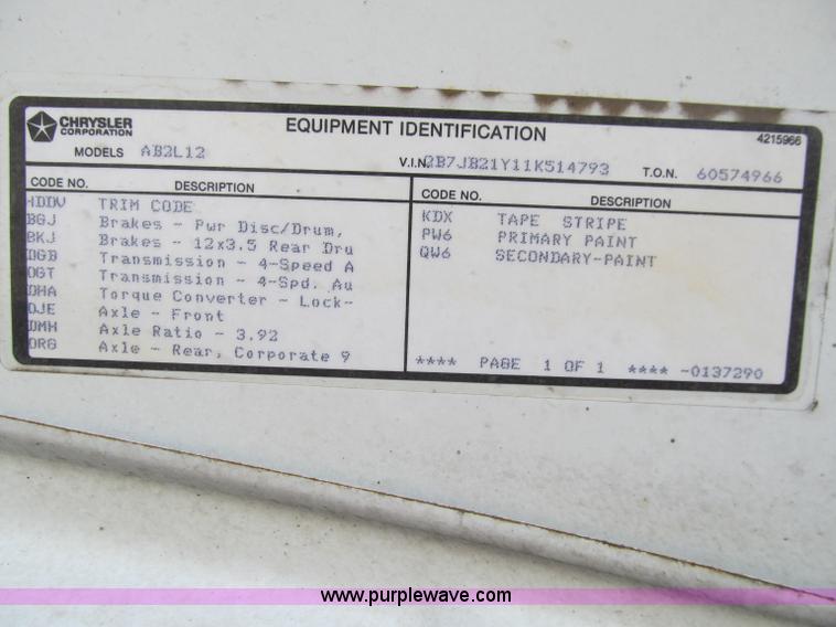 image for item A8446 2001 Dodge Ram 2500 cargo van