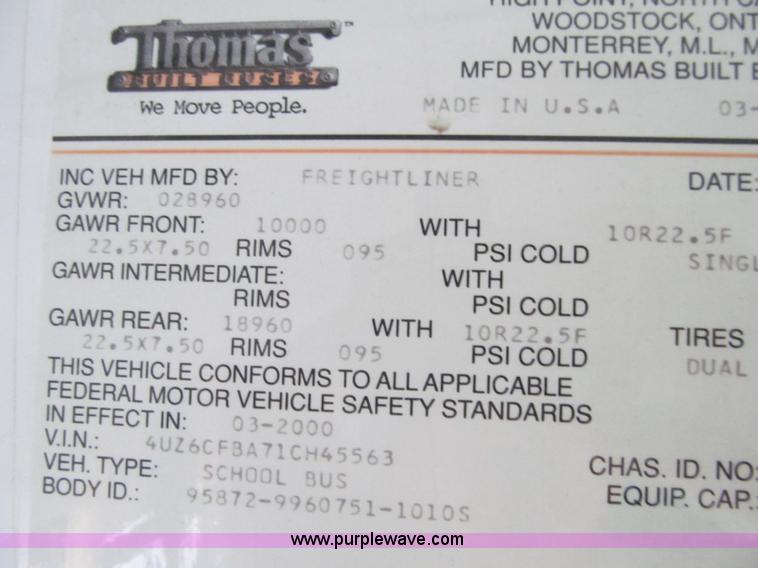 image for item A8447 2001 Freightliner FS65 school bus