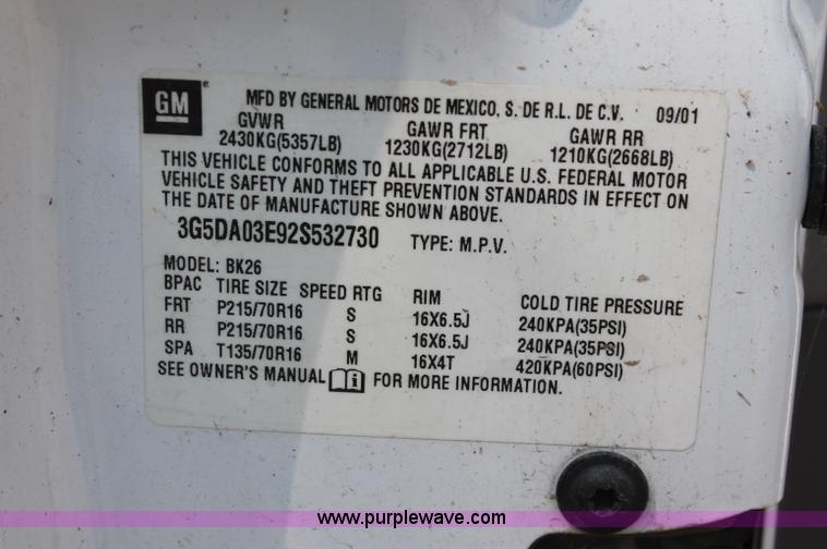 image for item C2760 2002 Buick Rendezvous CX SUV