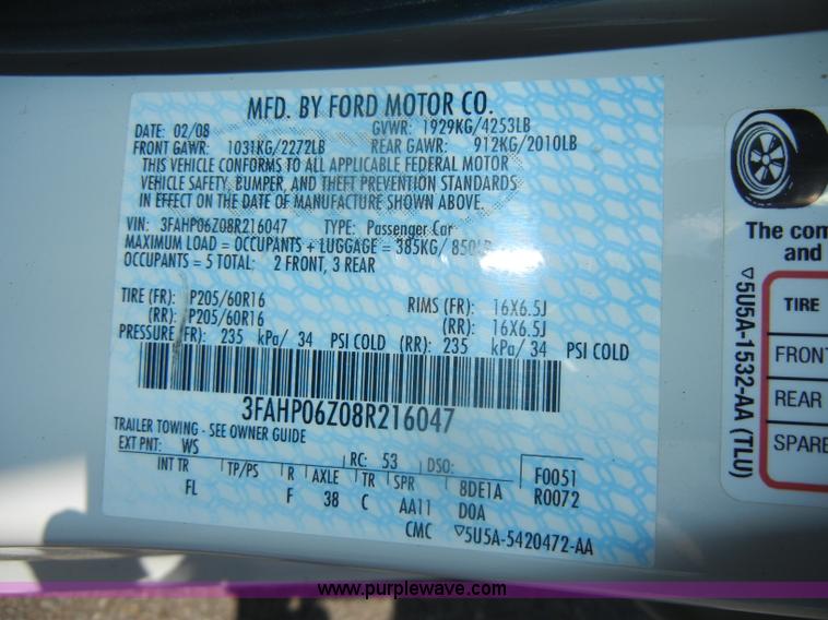 image for item D4433 2008 Ford Fusion