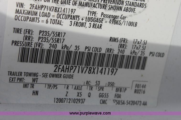 image for item G4672 2008 Ford Crown Victoria Police Interceptor