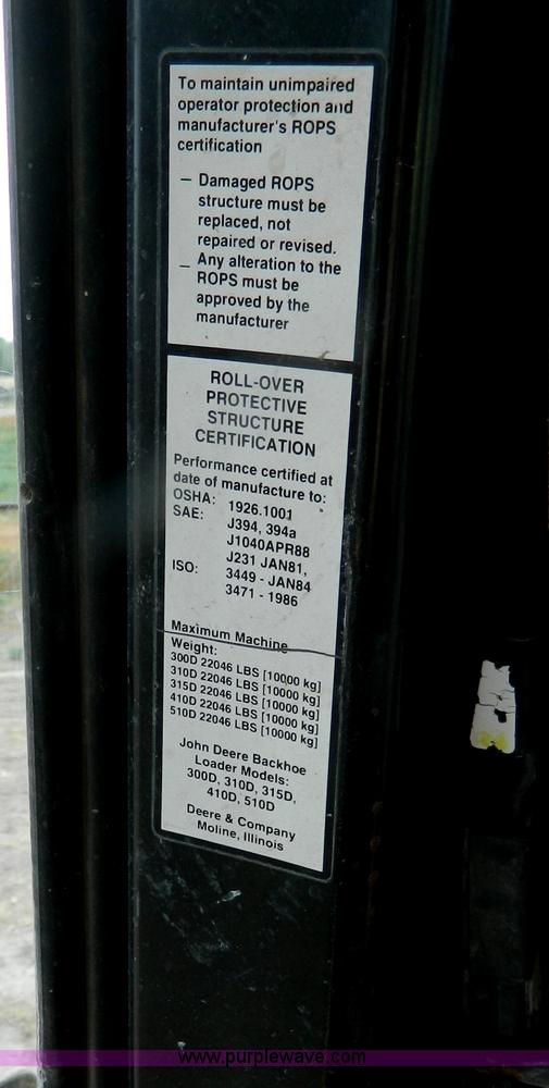 image for item B3841 1993 John Deere 310D backhoe