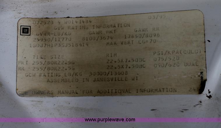 image for item B6960 1995 GMC TopKick flatbed dump truck