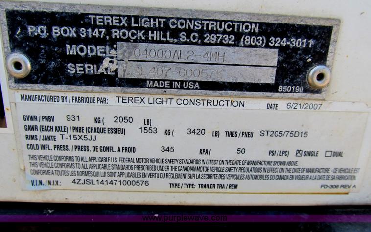 image for item B2837 2007 Terex Amida portable light tower