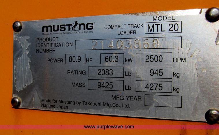 image for item B2866 2006 Mustang MTL20 track skid steer