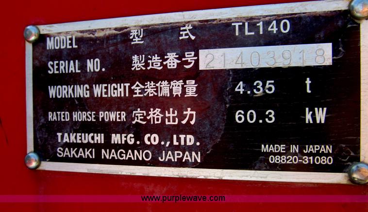 image for item B2869 2006 Takeuchi TL140CR track skid steer