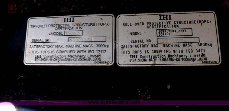 image for item B7484 2007 IHI 30NX-2 mini excavator