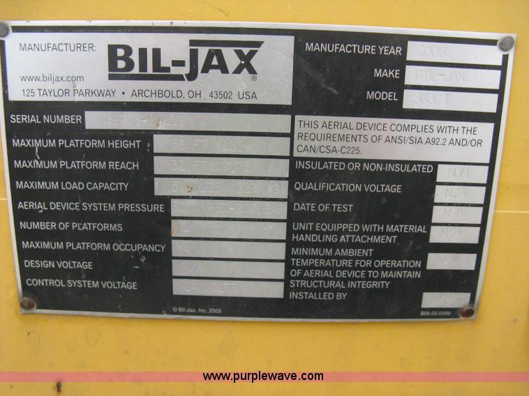 image for item B8058 2006 Bil-jax 3632T portable telescopic boom lift