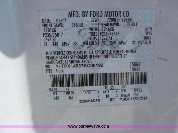image for item F4543 2007 Ford F150 SuperCab pickup truck