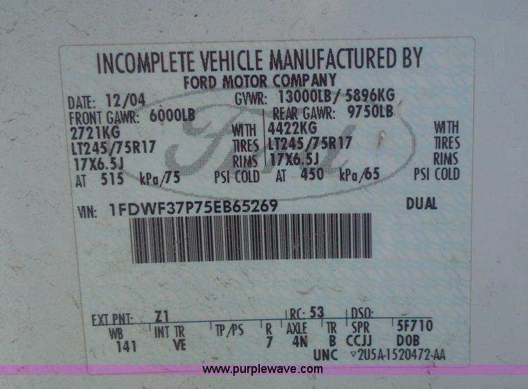 image for item I9783 2005 Ford F350 XL Super Duty service truck