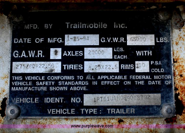 image for item B6702 1994 Trailmobile dry van trailer