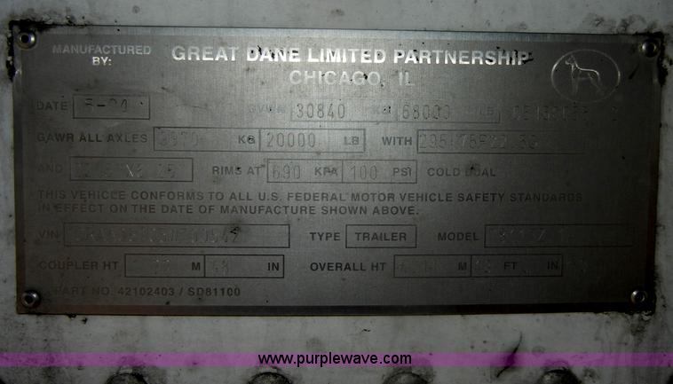 image for item D4147 2005 Great Dane 53' reefer trailer