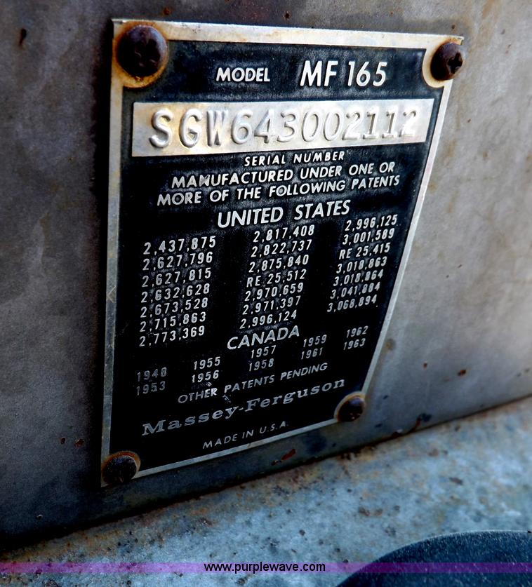 image for item F6009 1966 Massey Fergusen MF165 tractor