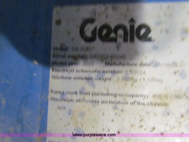 image for item N9139 2003 Genie GS2032 scissor lift