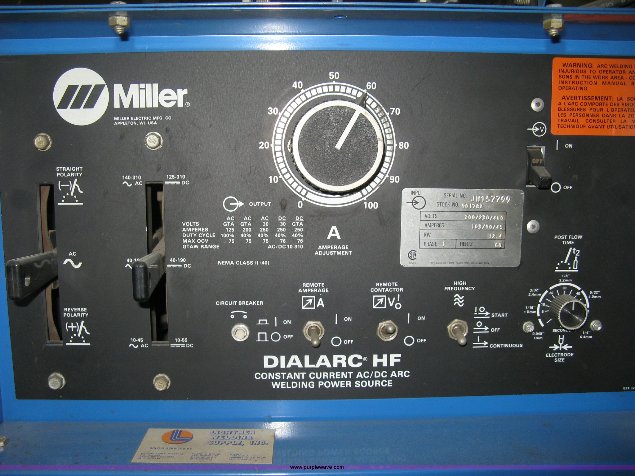 Miller Dialarc HF Constant Current AC/DC Arc Tig Welder, 57 OFF