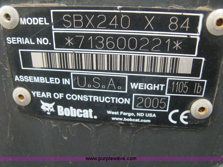 image for item B8086 2005 Bobcat SBX240 skid steer snow blower