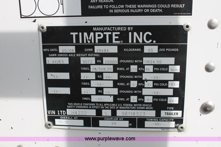 image for item F6024 2009 Timpte Super Hopper 42' grain trailer