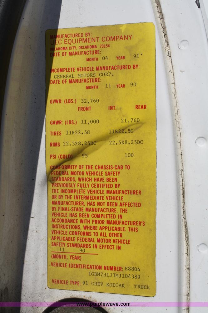 image for item B6923 1991 Chevrolet Kodiak service truck