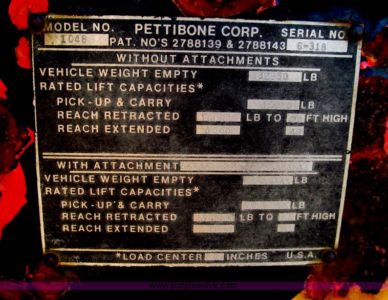 image for item E2079 Pettibone 1048 telehandler