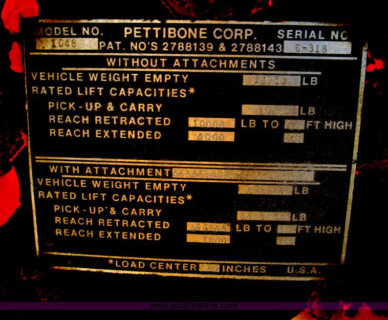 image for item E2079 Pettibone 1048 telehandler