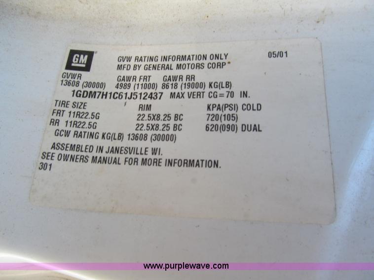 image for item E2124 2001 GMC C7500 dump truck