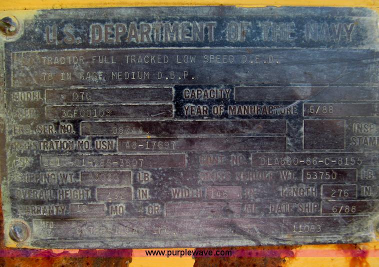 image for item F4568 1988 Caterpillar D7G dozer