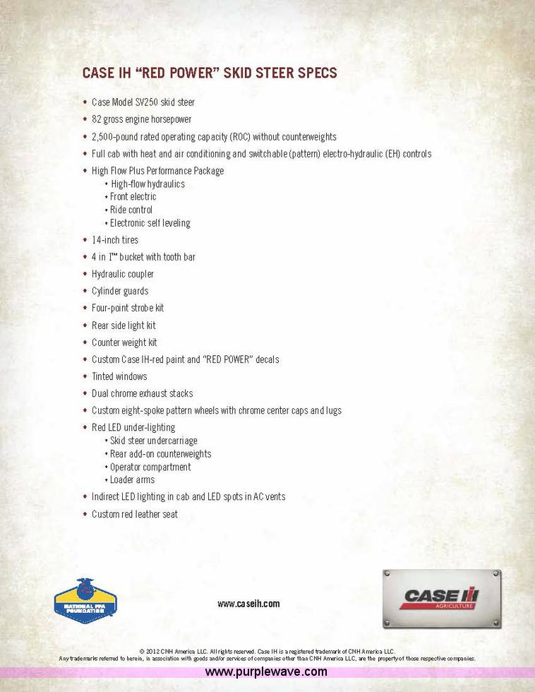 image for item B1474 2011 Case IH SV250 "RED POWER" skid steer