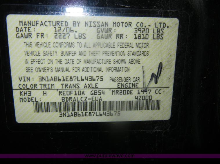 image for item D4498 2007 Nissan Sentra 2.0 <br />Non-repairable title, parts only