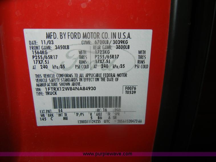 image for item D4887 2004 Ford F150 XLT SuperCab pickup truck