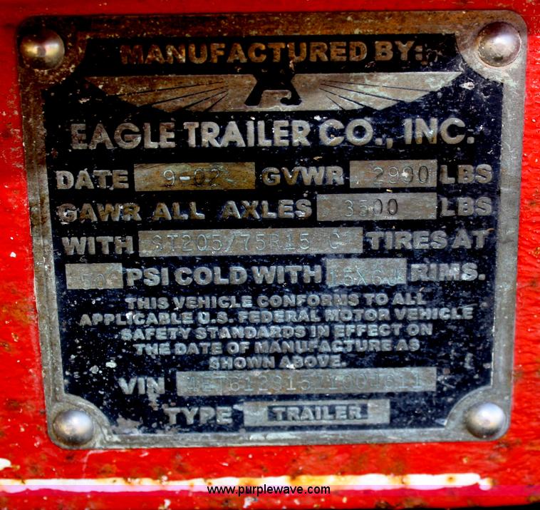 image for item B6987 2003 Eagle 12' trailer