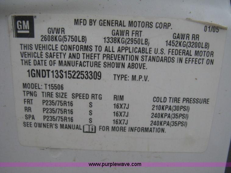 image for item B8148 2005 Chevrolet Trailblazer LS SUV