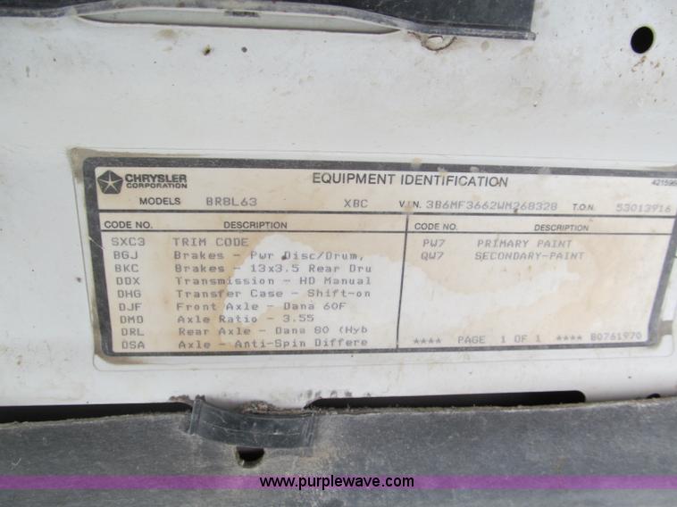 image for item E2105 1998 Dodge Ram 3500 flatbed pickup truck