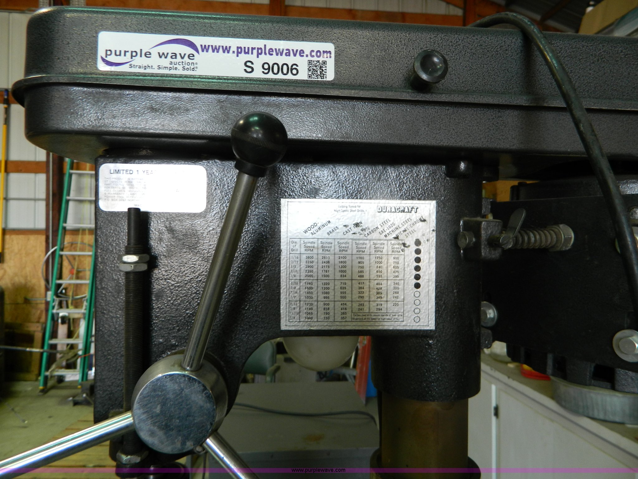 Duracraft floor drill press in Colby, KS Item S9006 sold Purple Wave