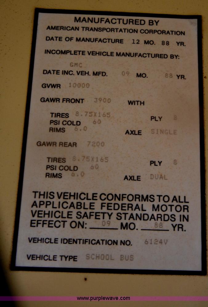 image for item D4495 1989 GMC G3500 Vandura-Ward school bus