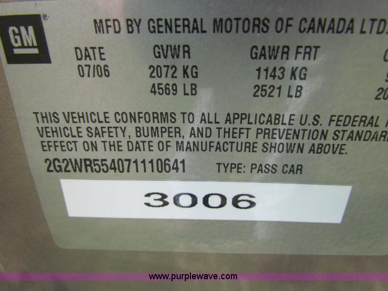 image for item E8039 2007 Pontiac Grand Prix GT