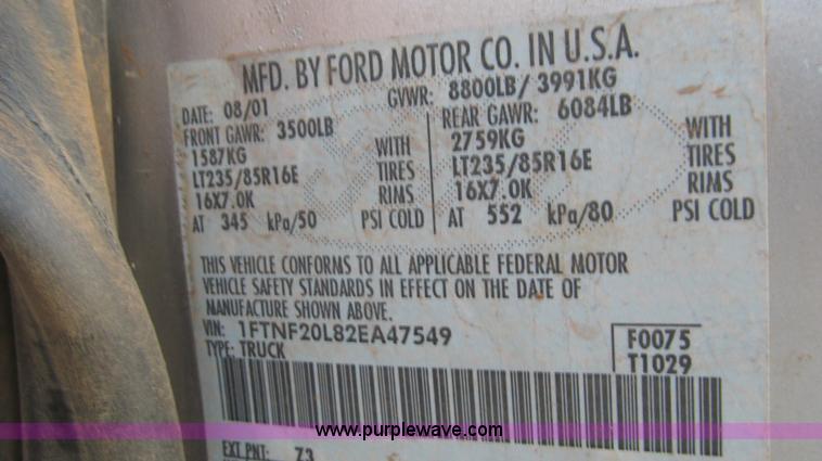 image for item C3535 2002 Ford F250 pickup truck