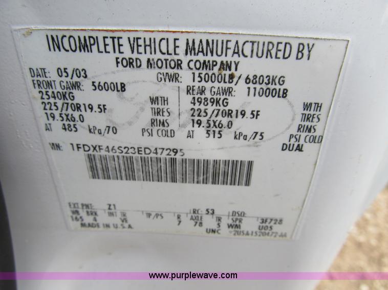 image for item B2878 2003 Ford F450 XL Super Duty dump truck