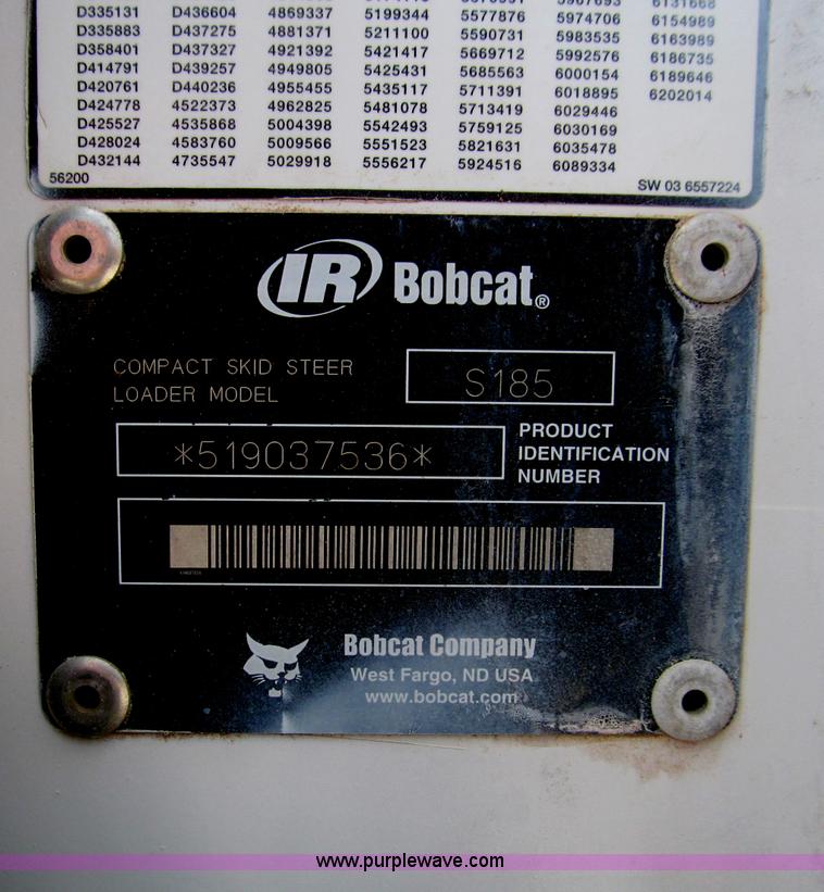 image for item B6377 2003 Bobcat S185 skid steer