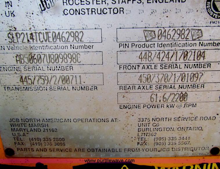 image for item B7428 JCB 214 Series III backhoe