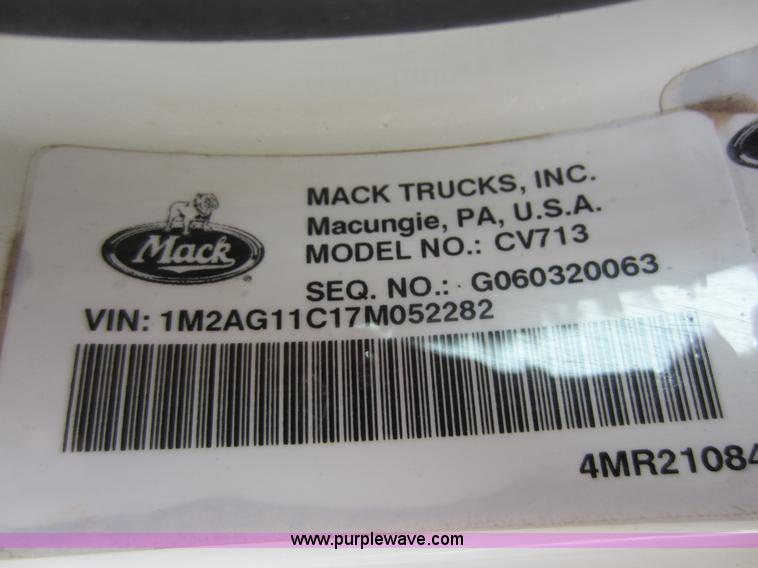 image for item D5651 2007 Mack CV713 Granite dump truck