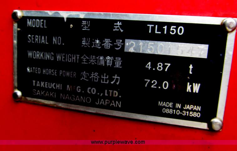 image for item E2172 2004 Takeuchi TL150 track skid steer