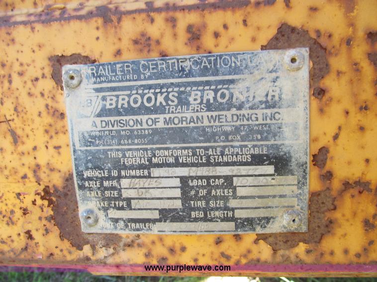 image for item E3510 1988 Brooks Brothers 9' x 5' trailer