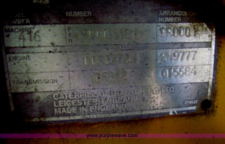 image for item E8044 1986 Caterpillar 416 backhoe