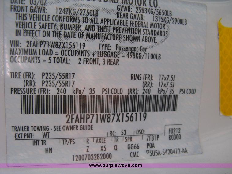 image for item B8318 2007 Ford Crown Victoria Police Interceptor