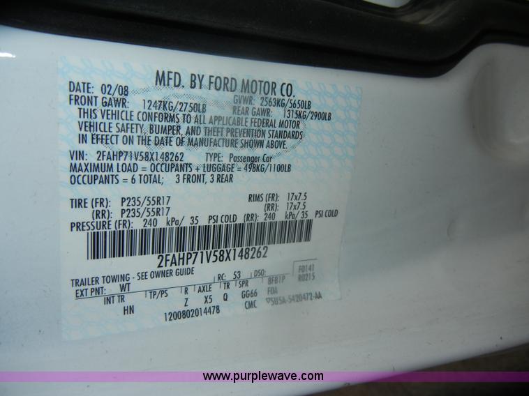 image for item D4938 2008 Ford Crown Victoria Police Interceptor