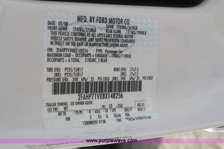 image for item F2618 2008 Ford Crown Victoria Police Interceptor